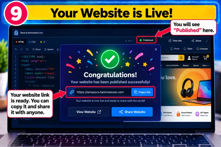 Step 9: your website is live